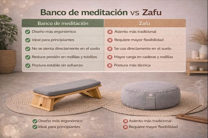 banco de meditación vs zafu