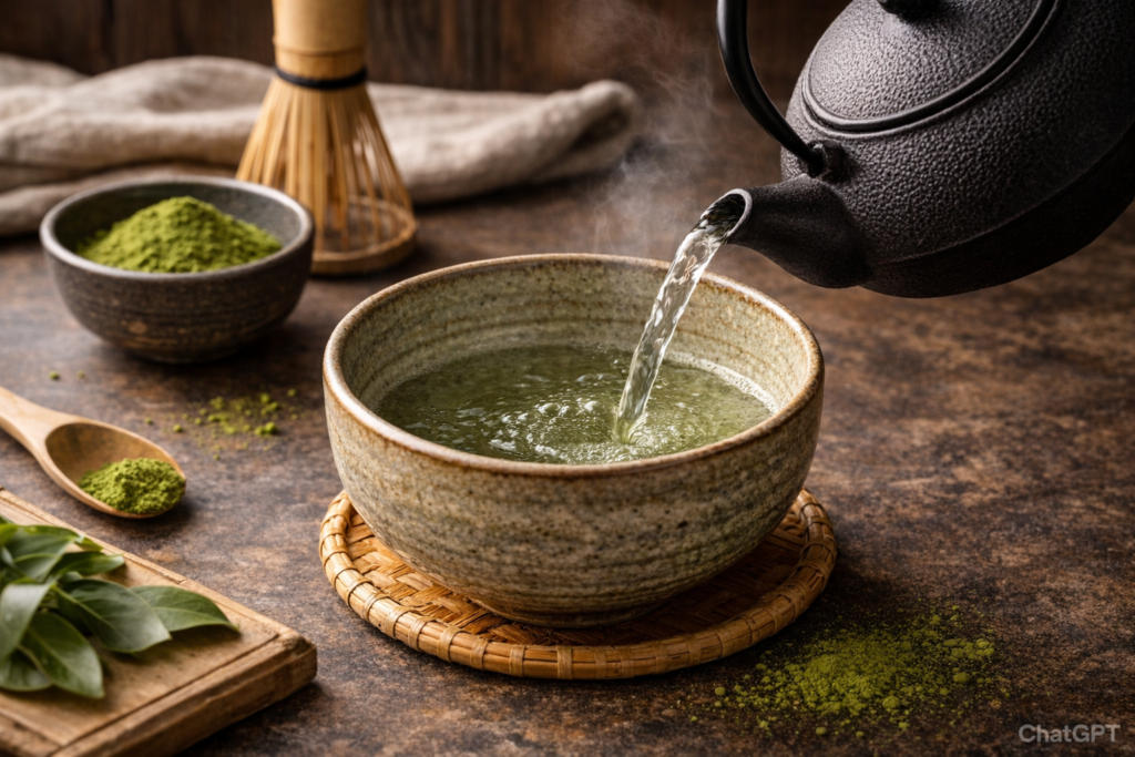 2- Vierte agua caliente (80°C) en tu taza de cerámica